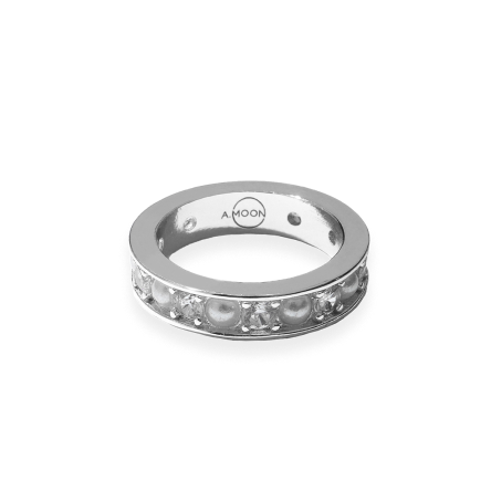 Moon Pearl & Studs Ring SILVER