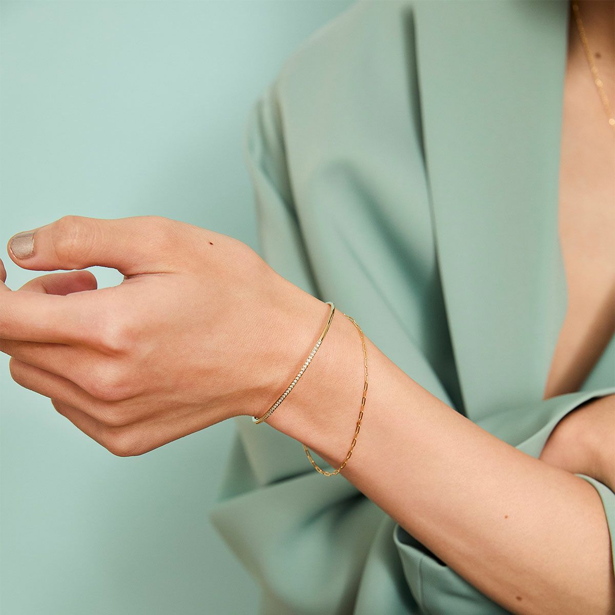 Double Moon Chain Bangle(Gold)-LUXE ver.- | A.MOON