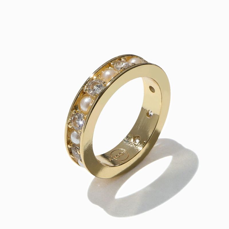 Moon Pearl & Studs Ring(Gold)-LUXE ver.- | A.MOON
