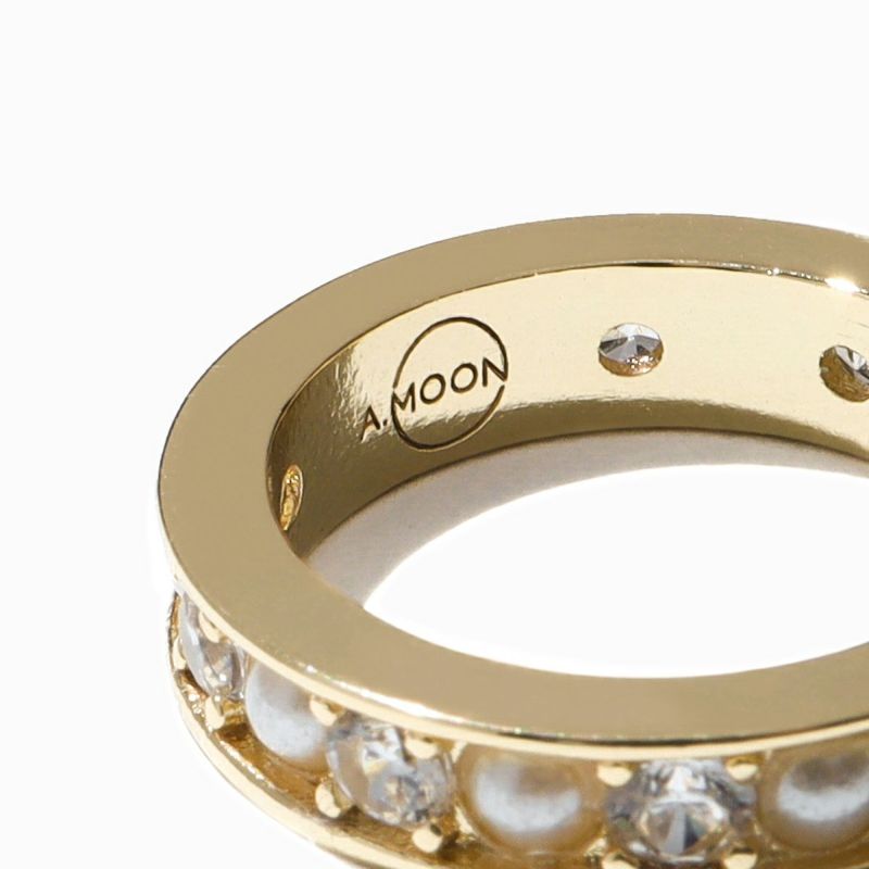 Moon Pearl & Studs Ring(Gold)-LUXE ver.- | A.MOON